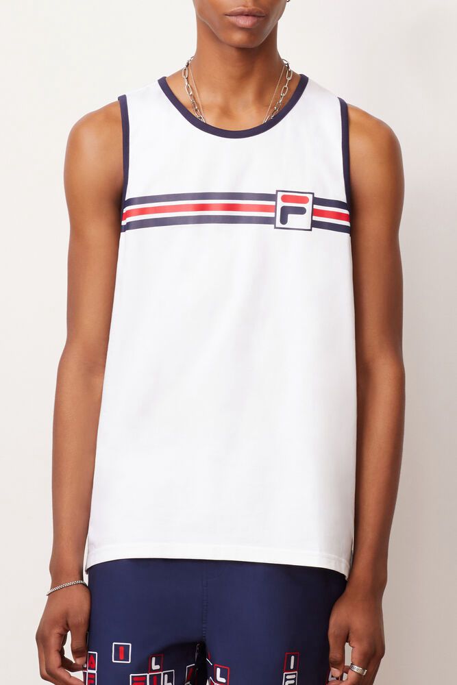 Fila T-Shirt Mens White Quillan Tank - Ireland 92601-SREN